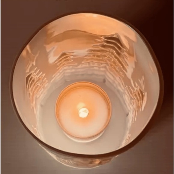 Glass Embossed Lantern 10” Christmas Tree Pattern For LED/Flameless Candles NEW - Picture 10 of 16